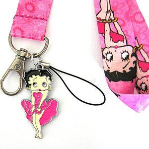 Betty Boop Lanyard, Pink With Classic Betty Boop Charm NEW